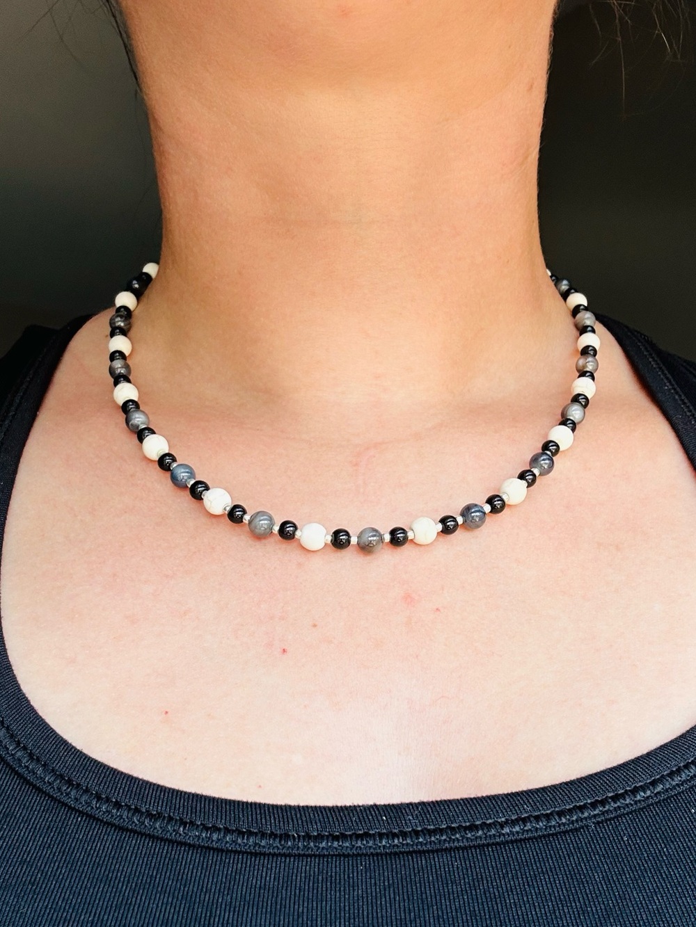 Handmade Magnesite and Glass Bead Necklace